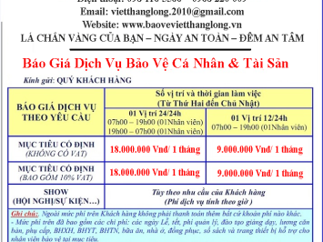 Báo Giá Dịch Vụ Bảo Vệ Cá Nhân & Tài Sản
